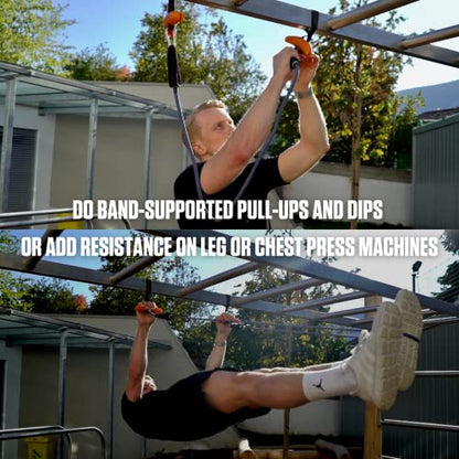 Pull Up Assistance Bands - 2-Pack Black & Blue, 40 & 20 lb - Suspension Training with Angle 90s Grips - Deadlift Platform Bands for Lower Body - Pull Up Bar Assistance for Upper Body
