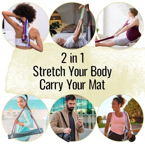 TECEUM 2 IN 1 Yoga & Mat Strap for Stretching – Cotton – 6/8/10 ft - color: Beige, size: 8 ft