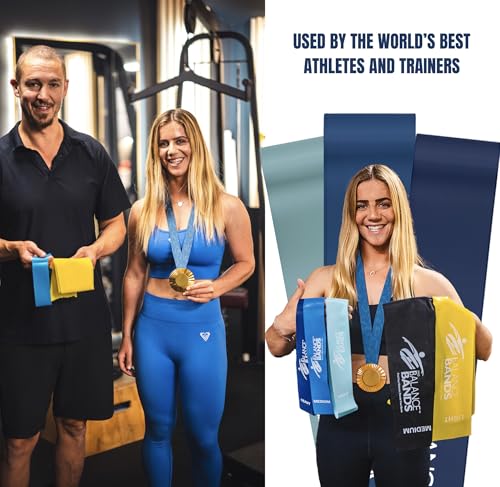 Resistance Bands – Exercise & Loop Stretch Bands for Working Out, Physical Therapy & Home Gym – 100% Natural Latex, Free Workout Videos Endorsed Co Owned By 2024 Gold Medalist