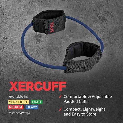 SPRI Xercuff Leg Resistance Band Exercise Cord with Non-Slip Padded Ankle Cuffs (All Bands Sold Separately) Portable for the Gym or At Home Workout Equipment - style: Red (Medium)