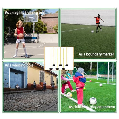 6FT Soccer Agility Poles with Rubber Base Detachable Speed Agility Stick Slalom Speed Training Pole Set for Sports - style: Pack of 6