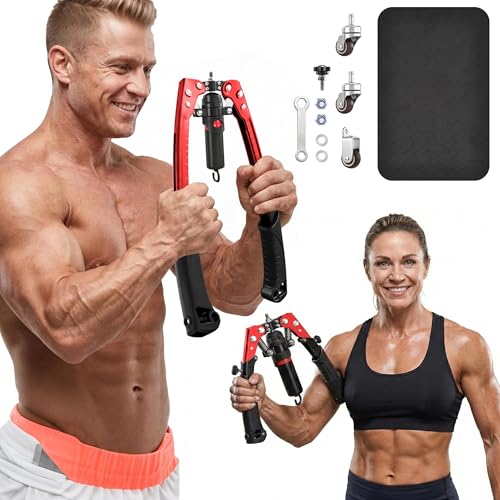 Saker Adjustable Hydraulic Twister Arm Trainer - 22-440Lbs Strength Training Equipment with Ab Roller Wheel, Home Gym System for Arms, Chest & Core Workout