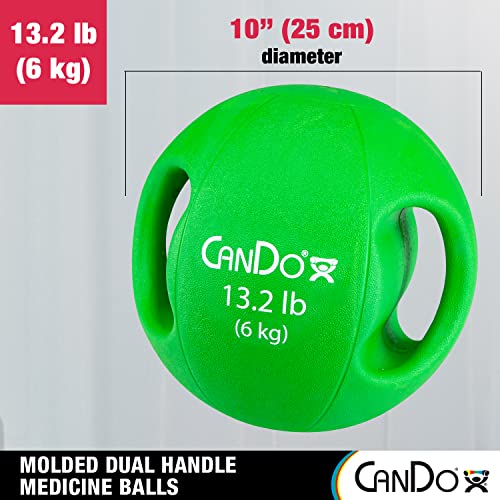 CanDo Molded Dual-Handle Medicine Ball for Strength Training, Core Workouts, Warmups, Cardio, and Plyometrics with Handles for Home and Clinic Use - style: d) 13.2 lb
