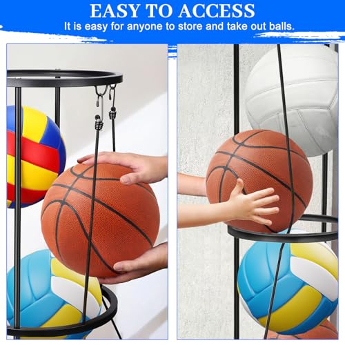 3 Layer Vertical Wall Mount Ball Storage Rack, Garage Basketball Holder