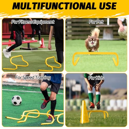 WOPPLXY 6 Pcs Speed Agility Training Hurdles, 6'' Detachable Agility Training Hurdles, Speed Training Agility Hurdles, Speed and Agility Training Equipment for Athletes, Soccer Training(Yellow)