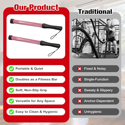 Relife Ropeless Battle Ropes, 2 in 1 Weighted Cordless Battle Ropes for Home Gym - Portable Home Gym Equipment for HIIT, Strength Building, Low-Impact Cardio for Men & Women