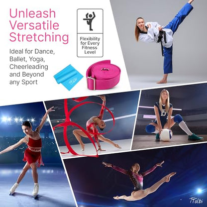 Door Leg Stretcher Strap with Sturdy Door Anchor & Resistance Band - Splits & Flexibility Trainer for Ballet, Dance, Gymnastics, Cheer, Pole | Kids, Teens, Adults | Premium Gift Box, Printed Guide & Travel Bag