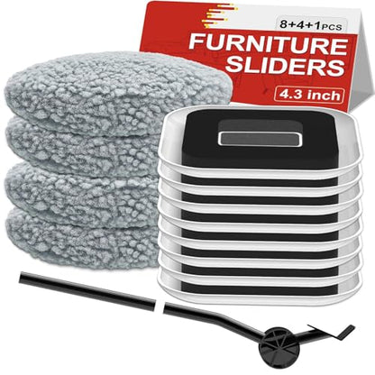 New Upgrade Furniture Sliders: Multi-Surface 3-in-1 Furniture Movers Slider - size: 4.3in 8+4+1Pack