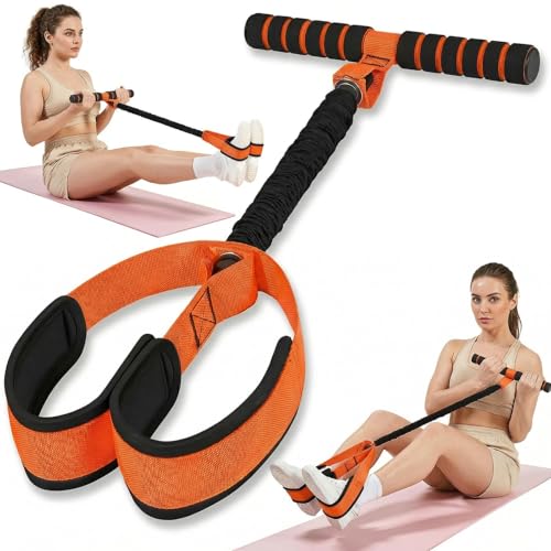 Durable Pedal Resistance Band with Handle, Thickened Latex Tubes and Soft Foam Fabric Foot Pedal, Sit Up Exercise Equipment Portable Unisex Resistance Exercise Bands(Orange