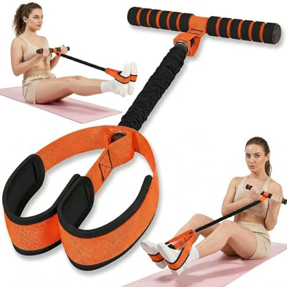 Durable Pedal Resistance Band with Handle, Thickened Latex Tubes and Soft Foam Fabric Foot Pedal, Sit Up Exercise Equipment Portable Unisex Resistance Exercise Bands(Orange