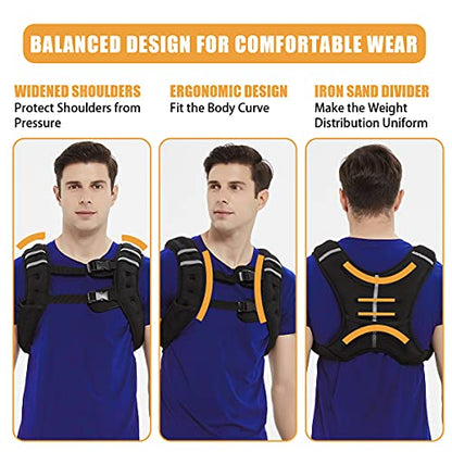 Weighted Vest for Men Workout，Strength Training Weight Vest for Men and Women, Workout Equipment for Training,Running,Jogging,etc - 8lbs,12lbs,16lbs,20lbs,25lbs,30lbs - size: 20LBS (9.1KG)