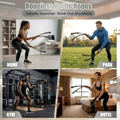 Ropeless Battle Ropes Weighted – 2 PCS Portable Cordless Battle Rope Set with Non-Slip Handles, Low-Noise HIIT & Strength Training Equipment for Home Gym, Men & Women