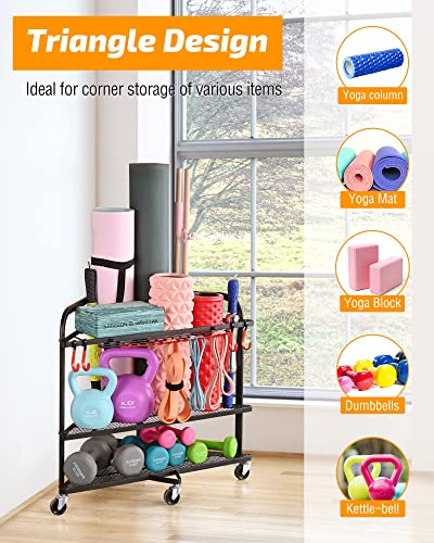 PLKOW Home Gym Storage Rack for Dumbbells, Kettlebells and Yoga Mats
