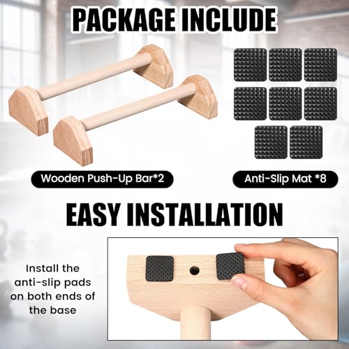 2 Pcs Wooden Parallettes Bars Push up Stands 15.7/19.7 Inch Push up Bars Calisthenics Equipment Non Slip Base Solid Portable Exercise Home Workout Equipment for Strength Training - size: 15.7 Inch