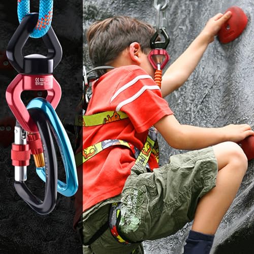 Tree Swing Swivel Spinner, 30 kN Rotational Climbing Rope Device, Hanging Hook Accessory for Children's Web Swing, Aerial Dance (Black)