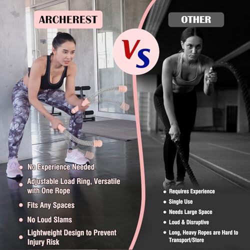 2PCS Ropeless Battle Ropes with Adjustable Weighted Ring-Battle, Cordless Battle Rope for Home Gym, HIIT Workout, Low-Impact Cardio, Strength Training, Portable Fitness Equipment for Women & Men