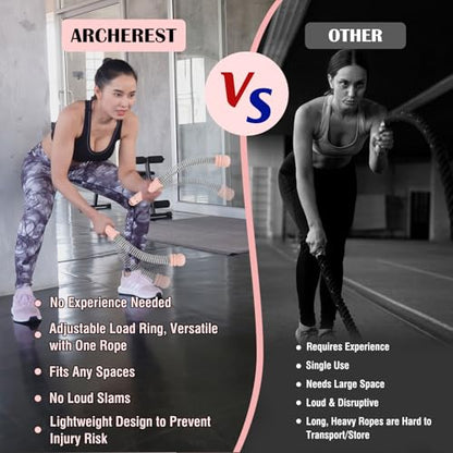 2PCS Ropeless Battle Ropes with Adjustable Weighted Ring-Battle, Cordless Battle Rope for Home Gym, HIIT Workout, Low-Impact Cardio, Strength Training, Portable Fitness Equipment for Women & Men