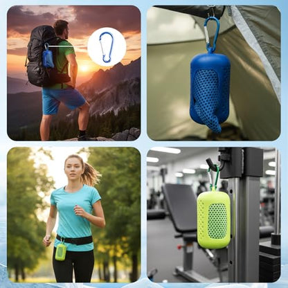 4 Pack Cooling Towels with Silicone Carry Cases, Microfiber Ice Towel for Yoga, Running, Gym, Workout, Sport, Fitness - Soft Breathable Chilly Towel Set with Cooling Neck Wraps & Gift Box
