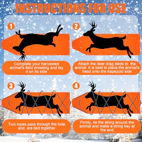 2 Set Thickened Tear-Resistant Deer Drag Sled Game Glide Heavy Duty Deer Cart Game Hauler for Hunting with Storage Bag, 2 Dual Harness Elk Drag with Rope for Hauling Elk Turkeys