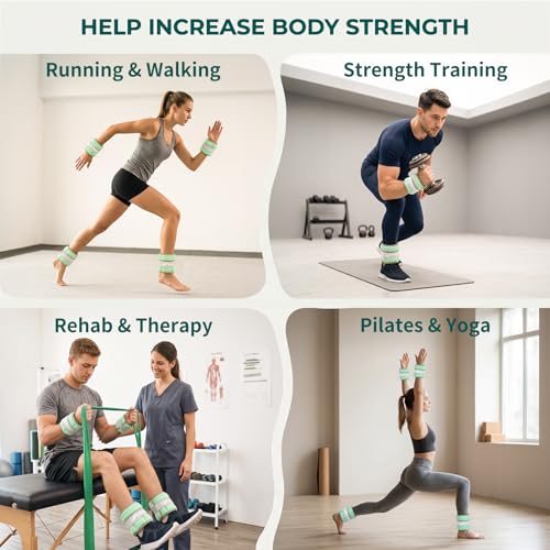 Adjustable Ankle Weights for Women Men A Pair of 1-3/4/5/6/8/10/20LBS - color: Green