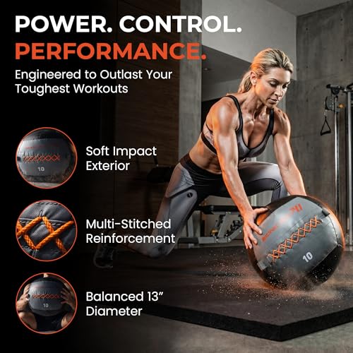 Bionic Body Soft Medicine Ball Weighted Slam Wall Ball for Cardio Workout and Core Training – Ideal for Squat, Lunge, and Partner Toss