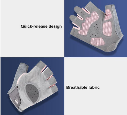 Half-Finger Workout Gloves Unisex - Anti Slip Exercise Gloves Gym Training - color: Gray/Light Pink, size: Medium