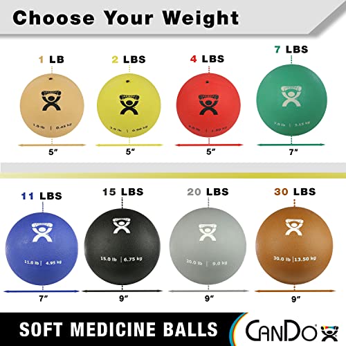 CanDo Soft Medicine Ball 9" Diameter 20lb Silver Exercise Ball for Physical Therapy and Fitness Exercises, Easy Grip Rubber Weighted Ball for Workouts - size: 20 Pound