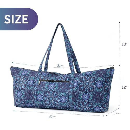 | Yoga Mat Bag | Large Yoga Mat Carrier with Wet Pocket | Yoga Gifts | Gym Tote Bag for Women - color: Tote-Blue