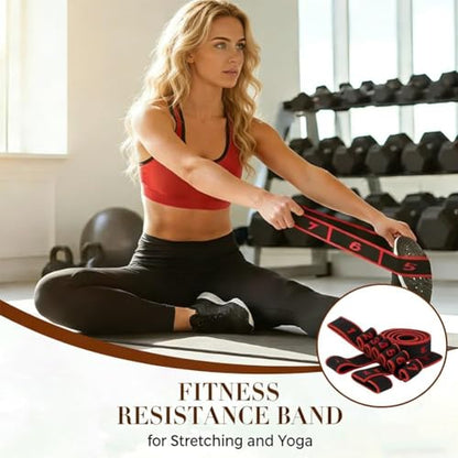 Fitness Resistance Band for Stretching and Yoga, Numbered Resistance Bands, 8 Loops Elastic Strap for Full Body Stretching Shaping, Progressive Flexibility Tool, Home Gym Gear - color: Purple