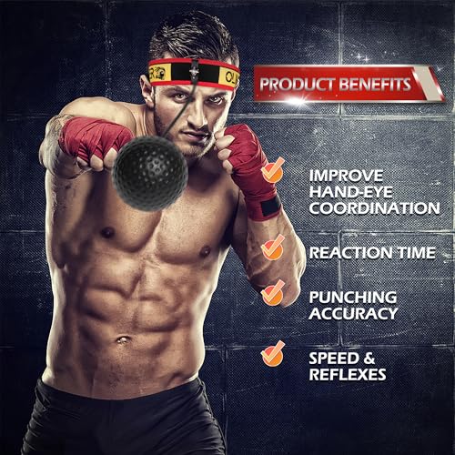 Boxing Reflex Ball for Adults and Kids, 4 Levels Boxing Ball with Adjustable Headbands, Perfect for Reaction, Agility, Punching Speed, Fight Skill and Hand Eye Coordination Training - style: Set-1