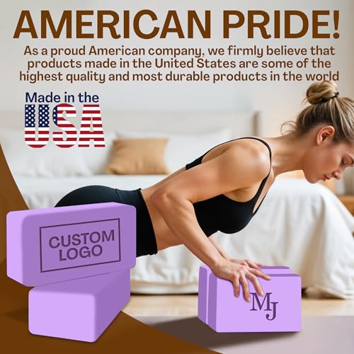 Personalized Yoga Blocks Yoga Gift 2 Pack with Custom Design or Logo, Exercise blocks Yoga Blocks Soft Non-Slip for Pilates, Meditation, Custom Yoga Accessories for Men & Women
