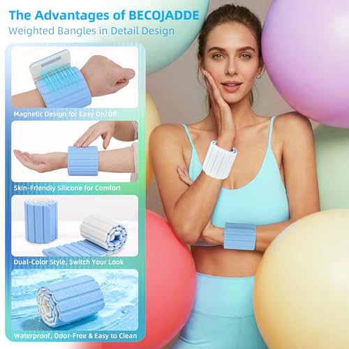 BECOJADDE Wrist Weights Ankle Weight for Women 1 Pair (1.1 lb/2.2 lb Each) - color: Blue Cream, size: 4.4 Lb Pair (2.2 Lb Each)