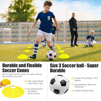 Kids Soccer Goals for Backyard Set, 2 Pack of 4x3 ft 6x4 ft Portable Pop Up Soccer Nets with Soccer Ball, Agility Ladder, Cones, Complete Training Equipment for Youth, Toddler Outdoor Sports Games
