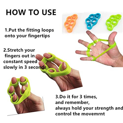 3pcs Finger Stretcher Exerciser, Hand Grip Strengthener, Hand Exerciser,Forearm Exerciser Trainer Silicone Rings for Muscle & Rehabilitation