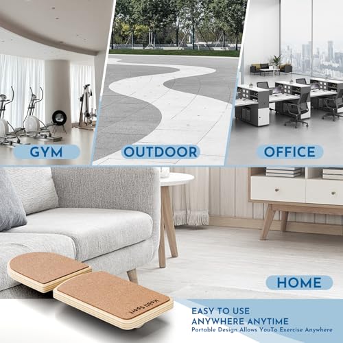 Cork Ankle Balance Board & Foot Strengthener | Extra Wide Single Leg Slant Board, Plantar Fasciitis Relief, Achilles Support, 3-Way Axis, 16-Exercise Guide