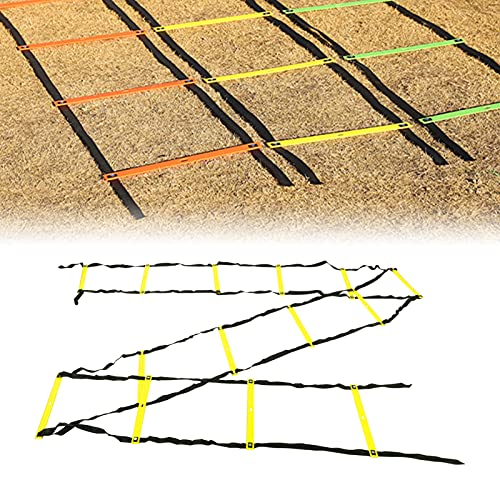7M 14 Rung Fixed Agility Speed Ladder, Training Ladder for Soccer Football Fitness, Adjustable Length PP Agility Ladder with Angle Marks for Athletes and Coaches - color: Yellow