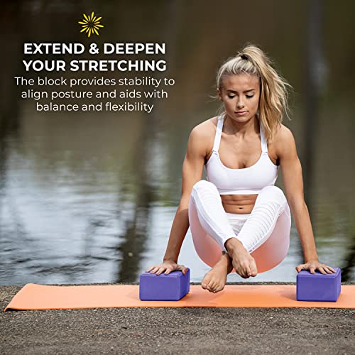 4" Yoga Block, 10 Pack Bulk EVA Foam Yoga Blocks, Firm and Supportive Yoga Brick, Balance Foam for Stretching, Pilates, and Workout, 4" x 6" x 9" - color: Purple