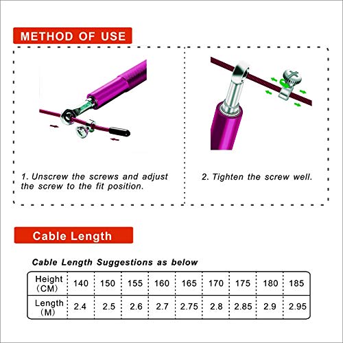 Speed Jump Rope - 360° Swivel Ball Bearing - Adjustable steel coated rope-Aluminum Anti Skipping Handle -Fitness Training Boxing Sports Exercises -Suitable for Kids and Adults - color: Purple
