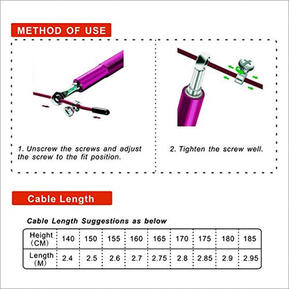 Speed Jump Rope - 360° Swivel Ball Bearing - Adjustable steel coated rope-Aluminum Anti Skipping Handle -Fitness Training Boxing Sports Exercises -Suitable for Kids and Adults - color: Purple