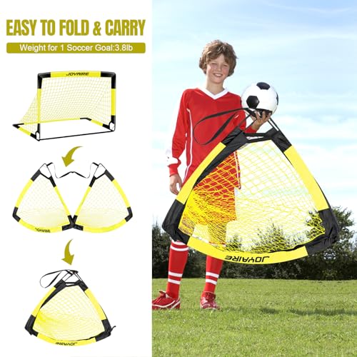 Pro-Grade Kids Backyard Soccer Goal, Tear-Resistant 5-Layer Polyester Soccer Net & 10mm Poles for Maximum Durability, 4x3ft/6x4ft/7x5ft, Pop Up Portable Soccer Training Equipment Set with Size 4 Ball - size: 7 ft x 5ft, 1 Pack, style: Yellow