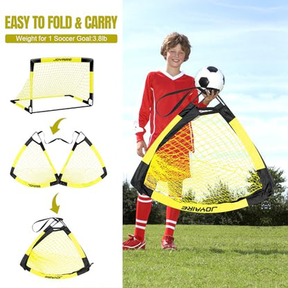 Pro-Grade Kids Backyard Soccer Goal, Tear-Resistant 5-Layer Polyester Soccer Net & 10mm Poles for Maximum Durability, 4x3ft/6x4ft/7x5ft, Pop Up Portable Soccer Training Equipment Set with Size 4 Ball - size: 7 ft x 5ft, 1 Pack, style: Yellow