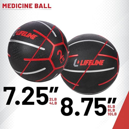 Lifeline Fitness Medicine Ball - Total Body Strength and Stability Training - Non-Slip, Light Bounce - Textured Surface - Durable - Home Gym Exercise Equipment - style: 2LB