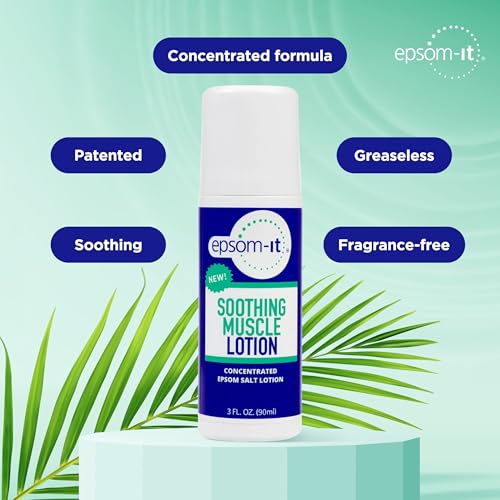Epsom-It Soothing Muscle Lotion - Roll On Epsom Salt Lotion with Arnica for Muscle Stiffness, Leg, Knees and Feet Discomfort, Topical Magnesium Cream, 3oz