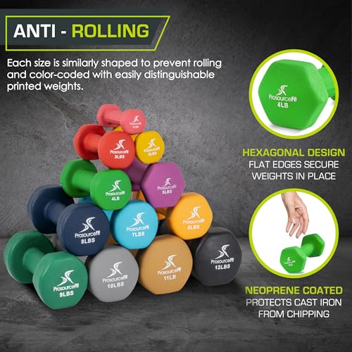 ProsourceFit Neoprene Dumbbell Coated for Non-Slip Grip - size: 4-Pound