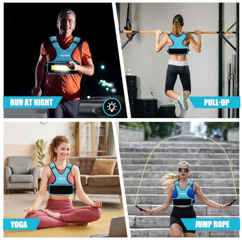 Adjustable Weighted Vest for Women Men, 6-15 Lbs/12-18 Lbs Rucking Vest with LED Light Strips, Weight Vest with 6 Ironsand Weights, and Zipper Pocket for Strength Training, Walking, Running