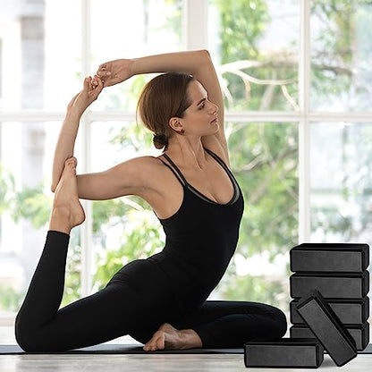 20 Pcs Foam EVA Yoga Blocks Lightweight Non-Slip Supportive Foam Blocks Yoga Prop Accessories for Pilates, Stretching and Meditation, Men and Women Yogi (Black)