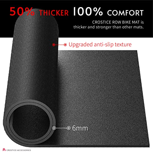 Double Mat Compatible with Peloton Bike, Row & Concept 2 Rowing Machine, Thickness 6mm, Bike Trainer Accessories, Mat Protect Hardwood Floor Carpet, for Home Gym Exercise
