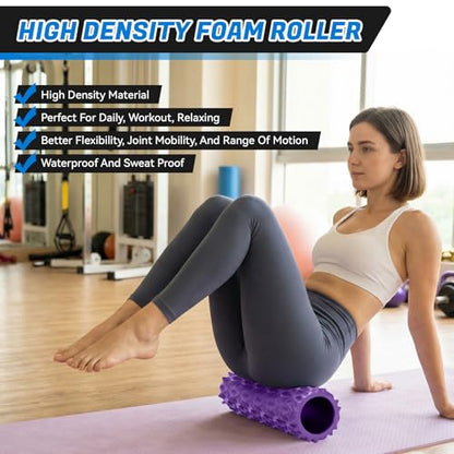 Foam Roller High Density Deep Tissue Massager for Muscle Massage Myofascial Trigger Point Release Improves Mobility Massage of The Back and Leg Muscles - 15" (Purple)