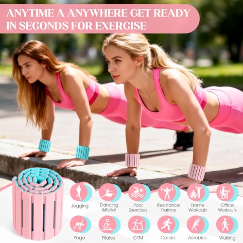 Wrist Weights, Adjustable Magnetic Leg & Arm Weights Bangles 2 Pcs (1LB Each) Silicone Ankle Weights for Women & Men, fits for Gym, Running & Walking, Swimming, Yoga & Pilates