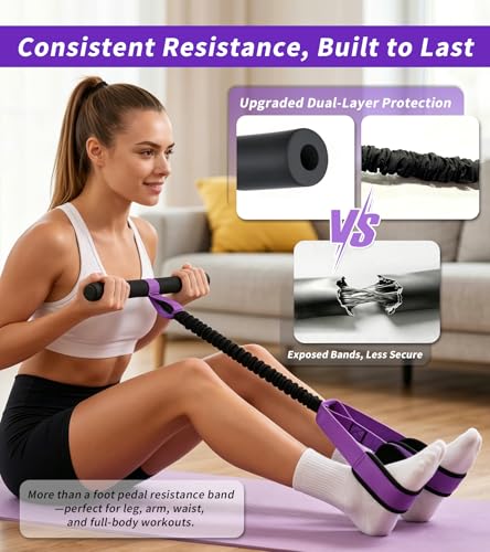 3 Pcs Fitness Resistance Bands Set, Pedal Sit Up Exercise Band with Handles and Figure 8 Bands for Strength Training, Stretching, Home Workout